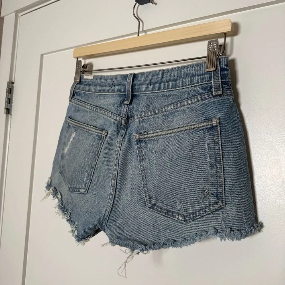 Lovers + Friends Denim Jack Shorts 2'' Womens Sz 25 Blue Distressed High Rise
